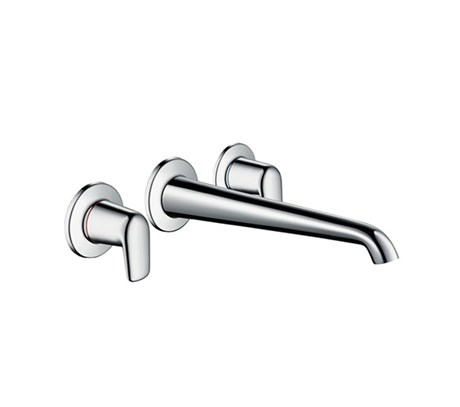 3-hole basin mixer for concealed installation with spout 24.5cm and lever handles wall-mounted
