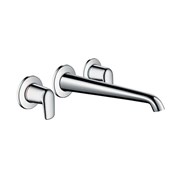 3-hole basin mixer for concealed installation with spout 24.5cm and lever handles wall-mounted