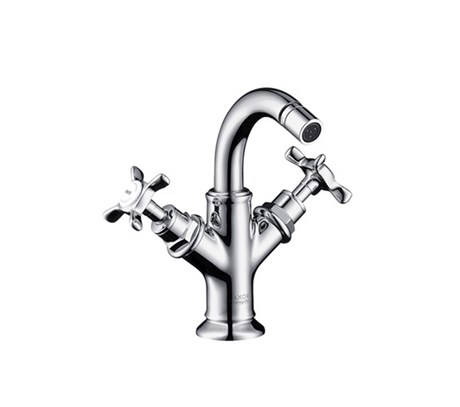2-handle bidet mixer with pop-up waste set