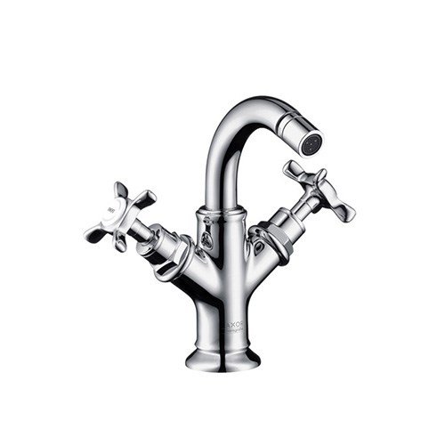 2-handle bidet mixer with pop-up waste set