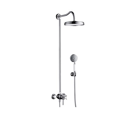 Showerpipe with thermostatic mixer and 1jet overhead shower