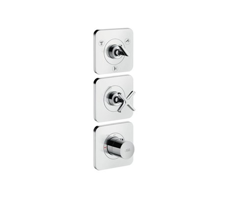 Thermostatic module 38 x12 for concealed installation for 3 outlets with escutcheons