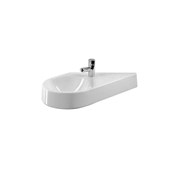 Handrinse washbasin, diagonal model , with integrated ceramic shelf , bowl on left side , 64.5*41cm