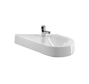 Handrinse washbasin, diagonal model , with integrated ceramic shelf , bowl on right side , 64.5*41cm